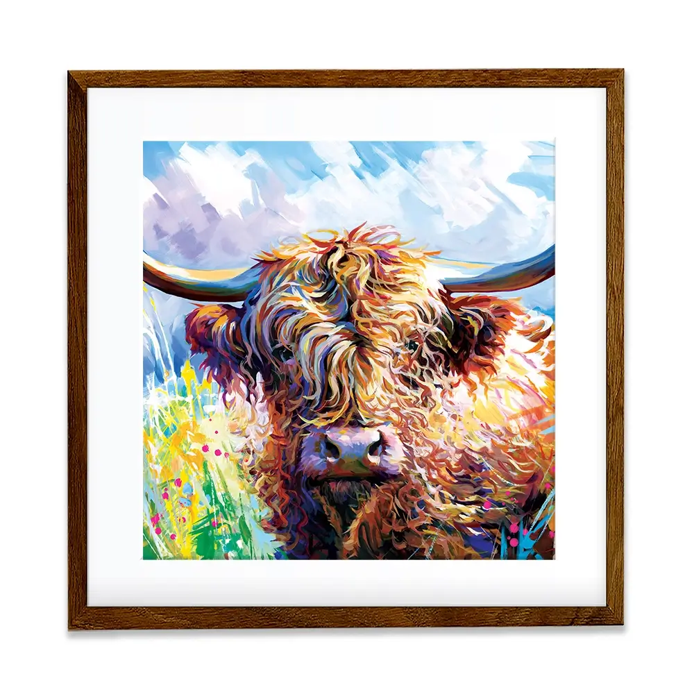 Highland Grazing Square Framed Art Print Highland Grazing Square Framed Art Print wall art product Leon Devenice