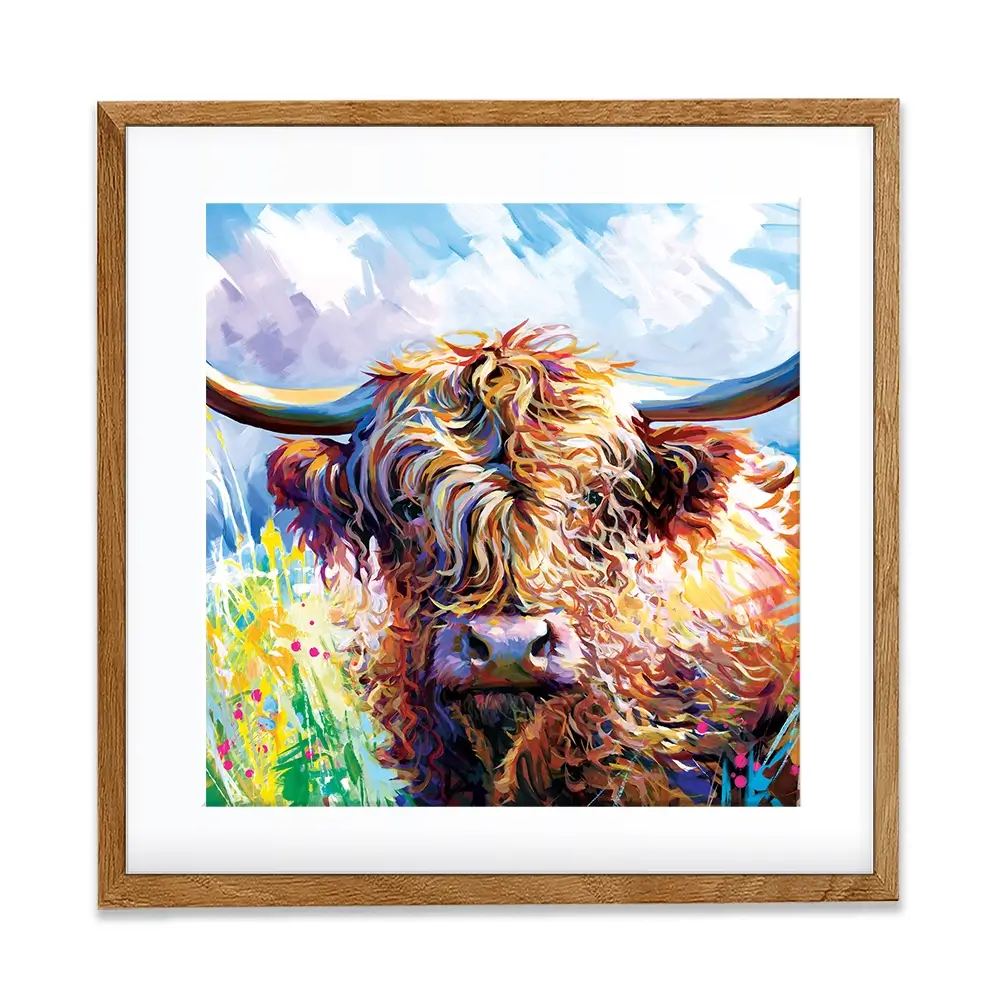 Highland Grazing Square Framed Art Print Highland Grazing Square Framed Art Print wall art product Leon Devenice