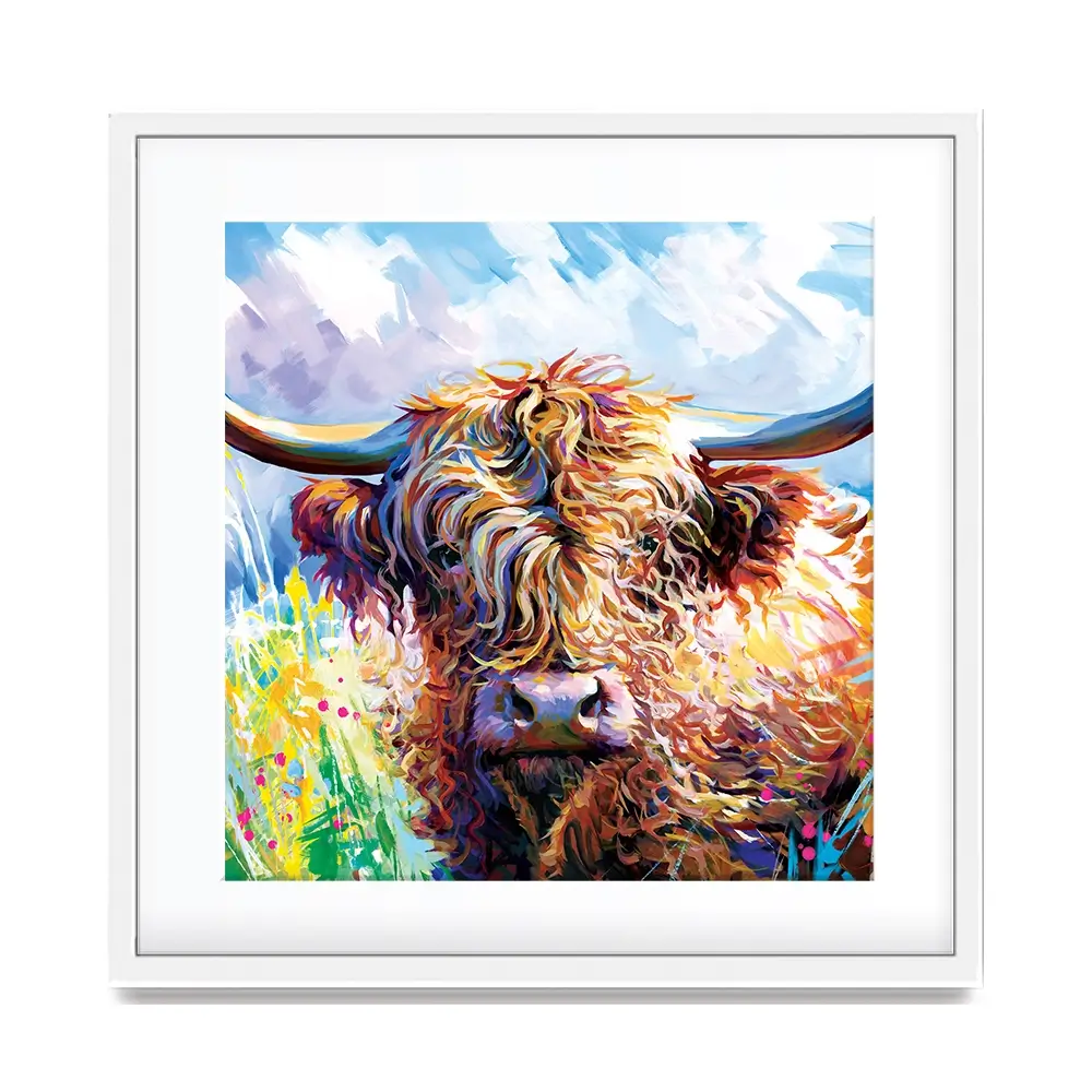 Highland Grazing Square Framed Art Print Highland Grazing Square Framed Art Print wall art product Leon Devenice