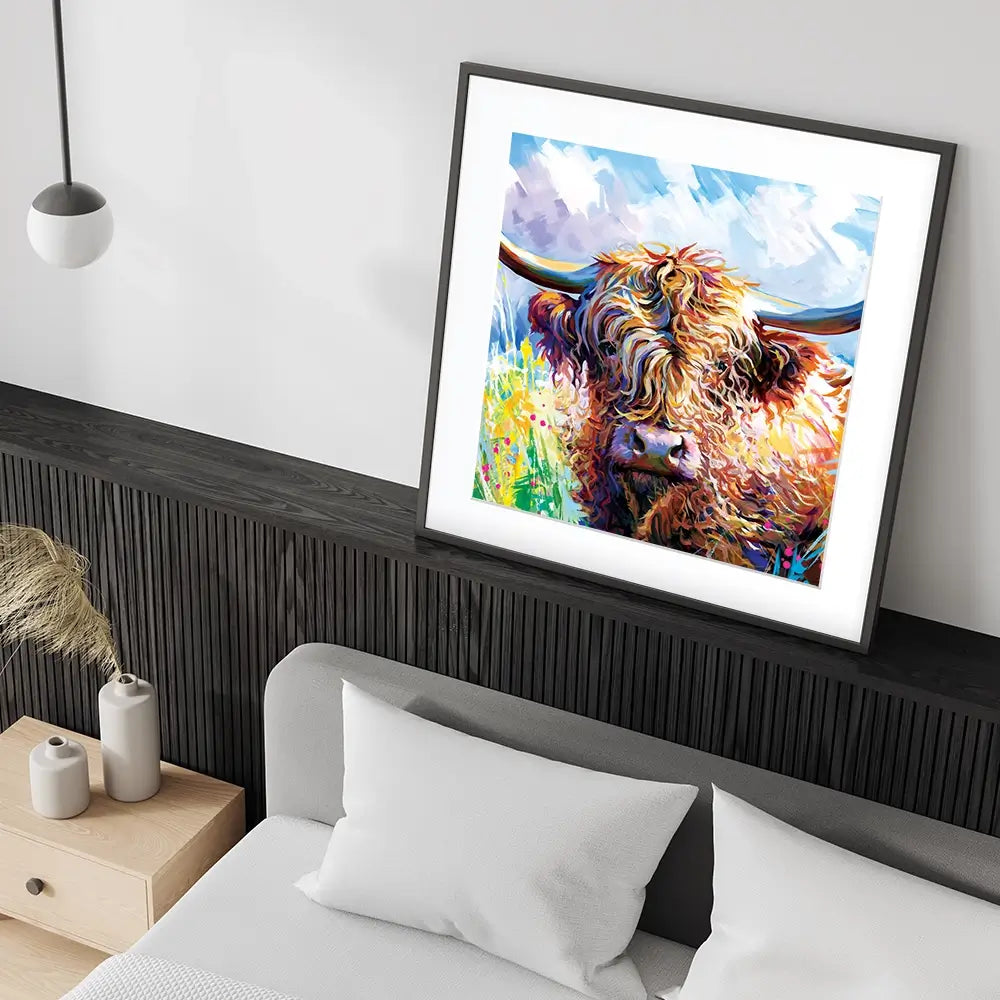 Highland Grazing Square Framed Art Print Highland Grazing Square Framed Art Print wall art product Leon Devenice