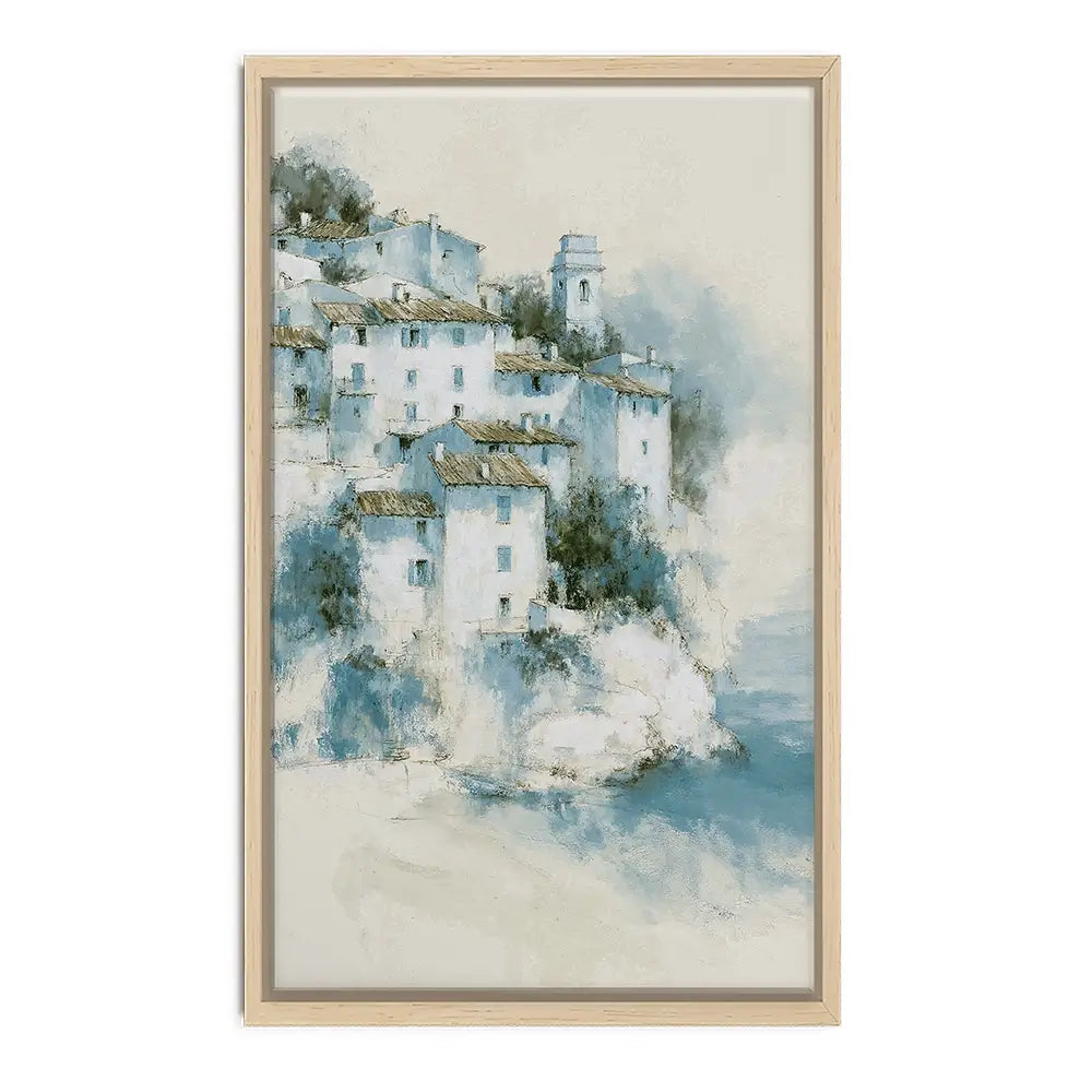Hillside Village Above Sea Canvas Print Hillside Village Above Sea Canvas Print wall art product Chromatic Storm Studio