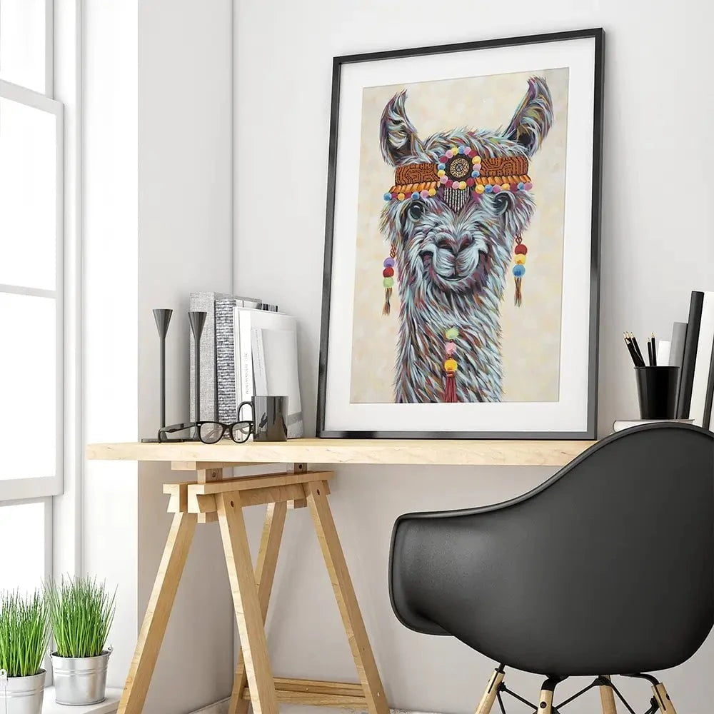 Hippie Llama Framed Art Print Hippie Llama Framed Art Print wall art product Carolee Vitaletti