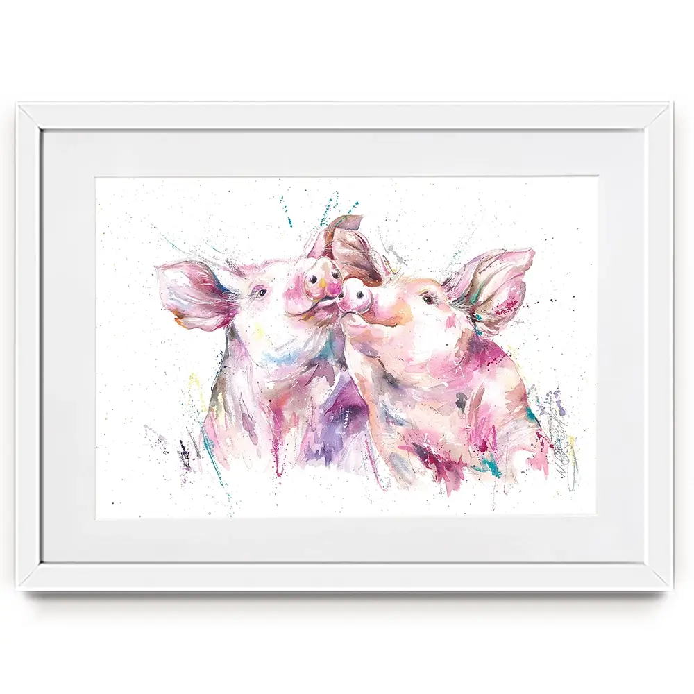 Hogs And Kisses Framed Art Print Hogs And Kisses Framed Art Print wall art product Nicola Jane Rowles