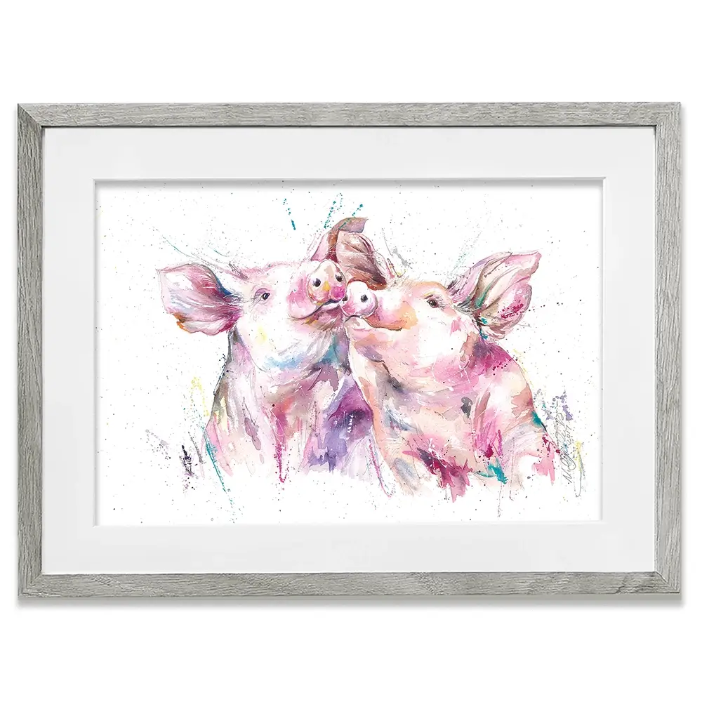 Hogs And Kisses Framed Art Print Hogs And Kisses Framed Art Print wall art product Nicola Jane Rowles