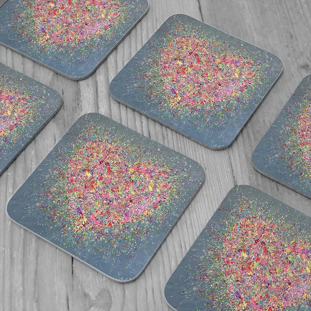 Home Is Where The Heart Is Coaster Set Rainbow Soul Tree Coaster Set | Rainbow Soul Tree Art Coasters wall art product Jo Gough