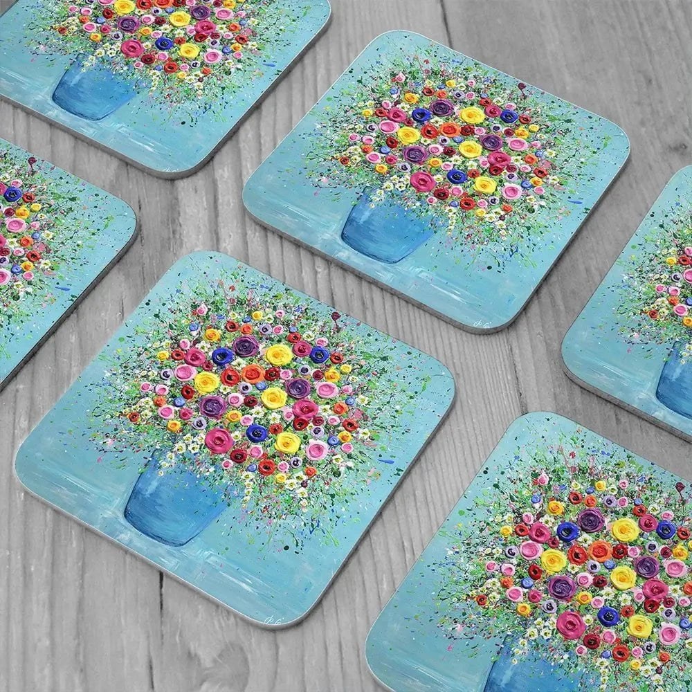 Hopelessly Devoted To You Coaster Set Rainbow Soul Tree Coaster Set | Rainbow Soul Tree Art Coasters wall art product Jo Gough