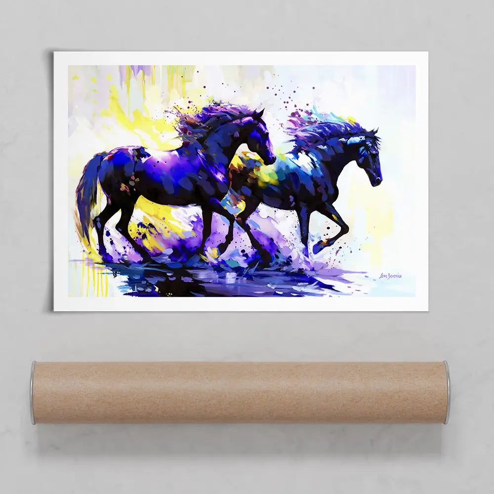 Horses On The Water Trail Art Print Horses On The Water Trail Art Print wall art product Leon Devenice