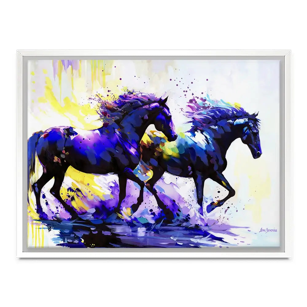 Horses On The Water Trail Canvas Print Horses On The Water Trail Canvas Print wall art product Leon Devenice