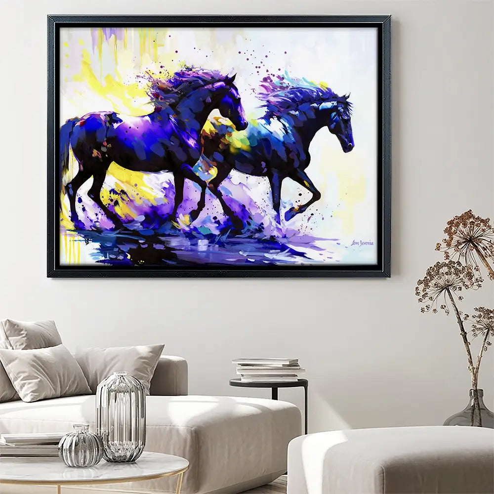 Horses On The Water Trail Canvas Print Horses On The Water Trail Canvas Print wall art product Leon Devenice