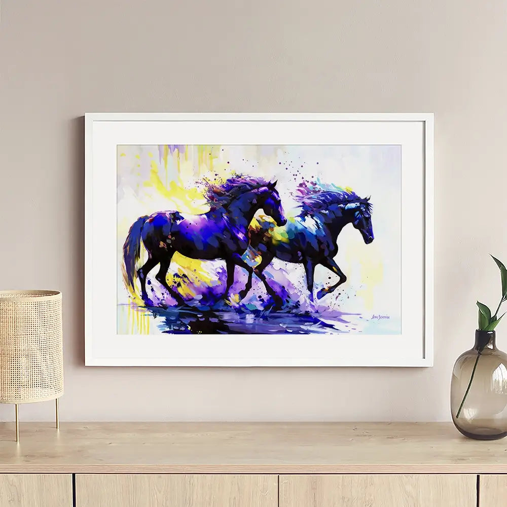 Horses On The Water Trail Framed Art Print Horses On The Water Trail Framed Art Print wall art product Leon Devenice