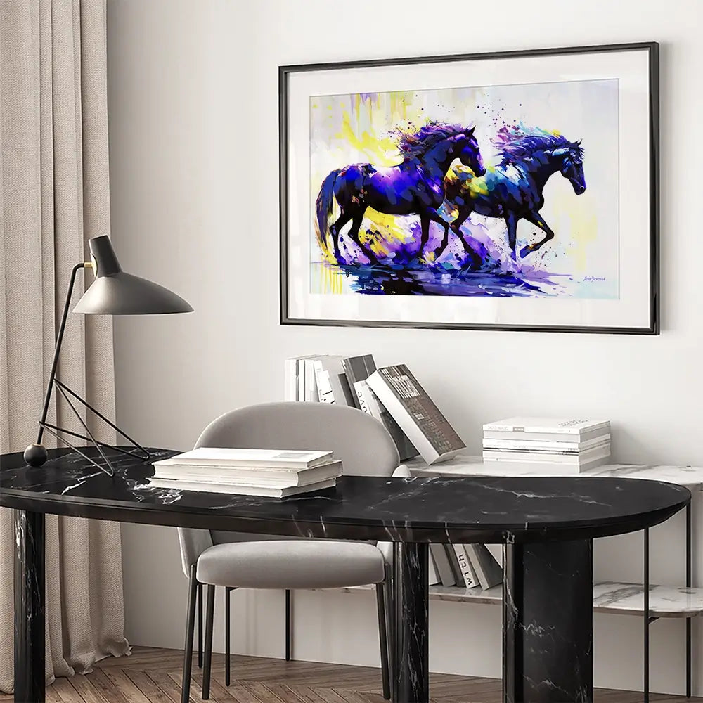 Horses On The Water Trail Framed Art Print Horses On The Water Trail Framed Art Print wall art product Leon Devenice
