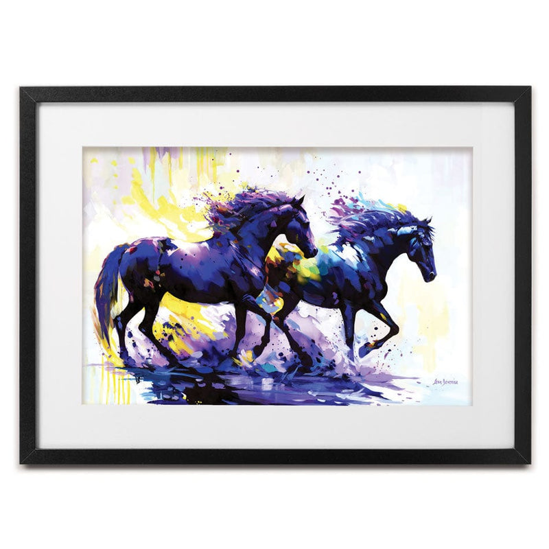 Horses On The Water Trail Framed Art Print wall art product Leon Devenice