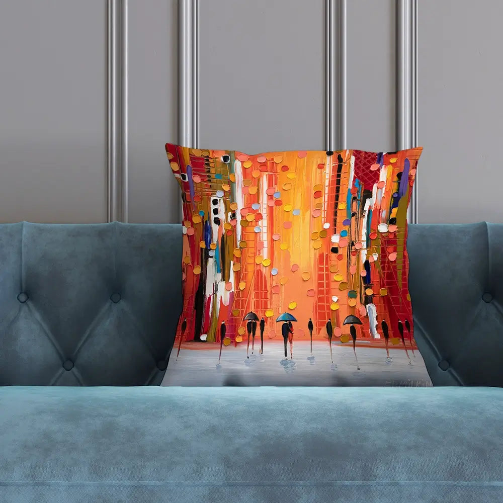 Hot Rainy Sunset Cushion Hot Rainy Sunset Cushion wall art product Ekaterina Ermilkina