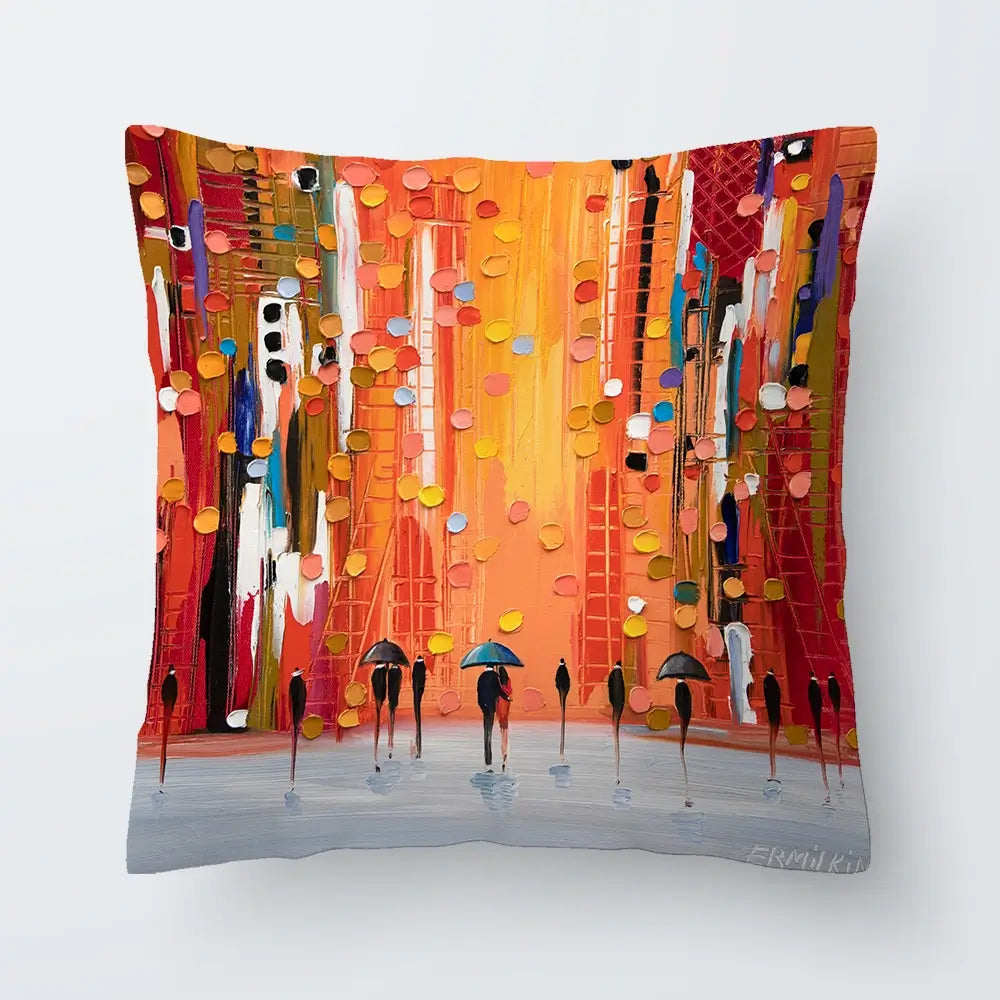Hot Rainy Sunset Cushion Hot Rainy Sunset Cushion wall art product Ekaterina Ermilkina