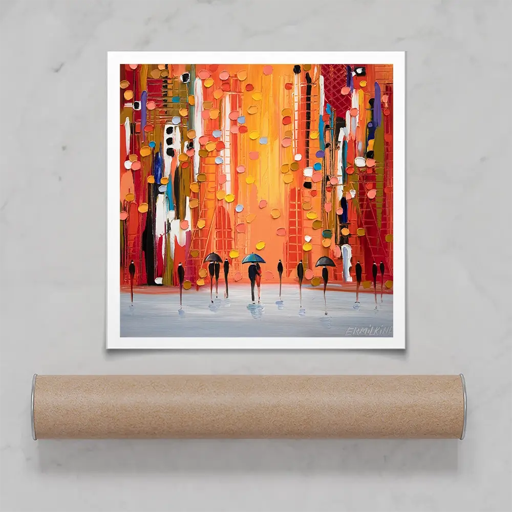 Hot Rainy Sunset Square Art Print Hot Rainy Sunset Square Art Print wall art product Ekaterina Ermilkina