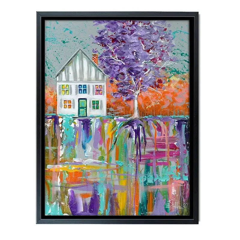 House With Purple Tree Canvas Print House With Purple Tree Canvas Print wall art product Estelle Grengs - Independent