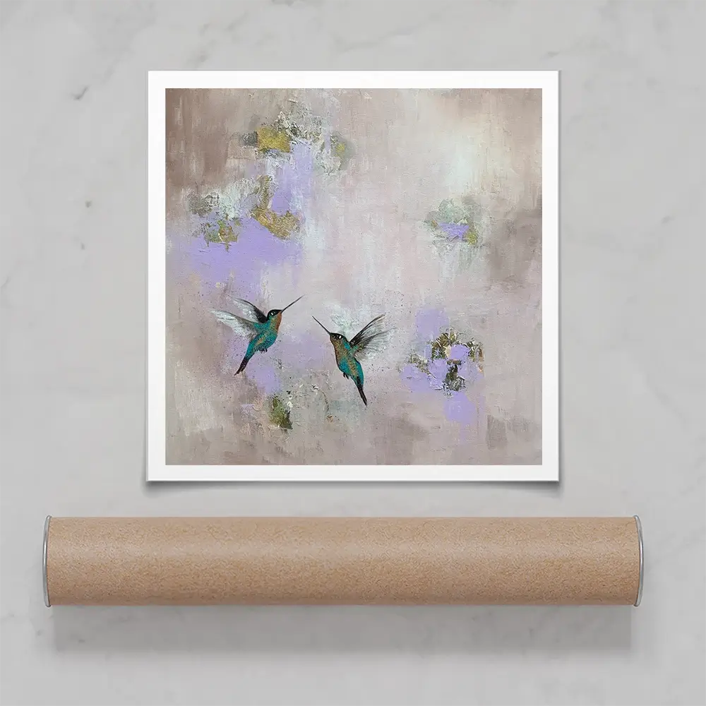Hummingbirds Delight Square Art Print Hummingbirds Delight Square Art Print wall art product Laure Bury