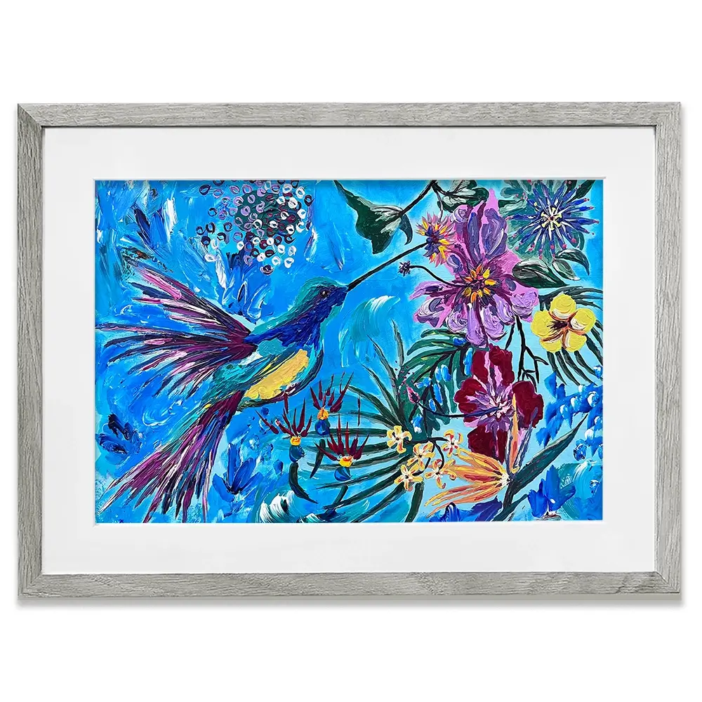 Hummingbirds In Flight Framed Art Print Hummingbirds In Flight Framed Art Print wall art product Jo Mulligan