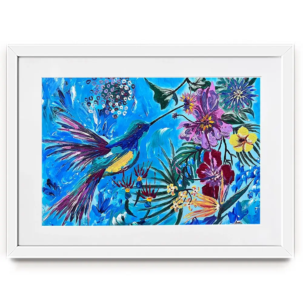Hummingbirds In Flight Framed Art Print Hummingbirds In Flight Framed Art Print wall art product Jo Mulligan