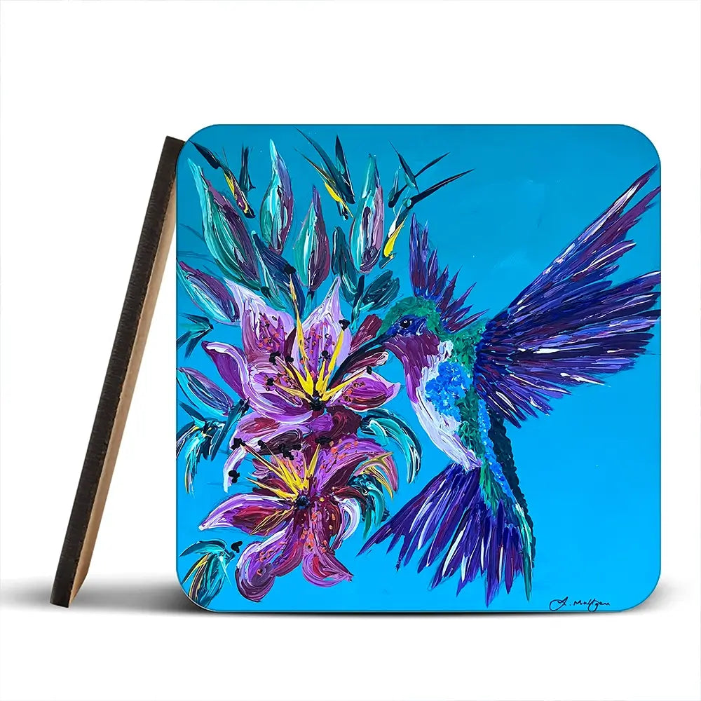 Hummingbirds Kiss Coaster Set Hummingbirds Kiss Coaster Set wall art product Jo Mulligan