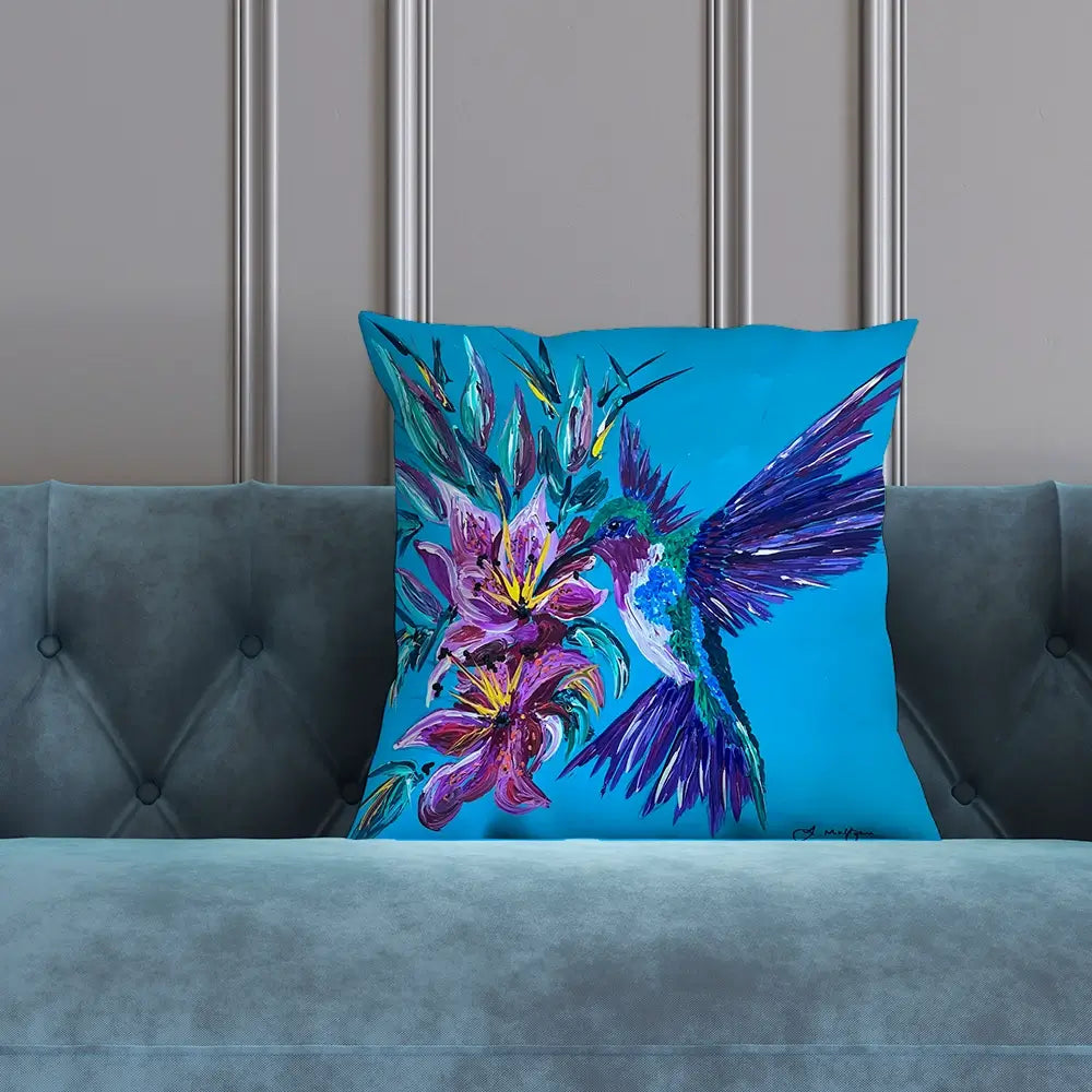 Hummingbirds Kiss Cushion Hummingbirds Kiss Cushion wall art product Jo Mulligan