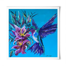 Hummingbirds Kiss Square Art Print Hummingbirds Kiss Square Art Print wall art product Jo Mulligan