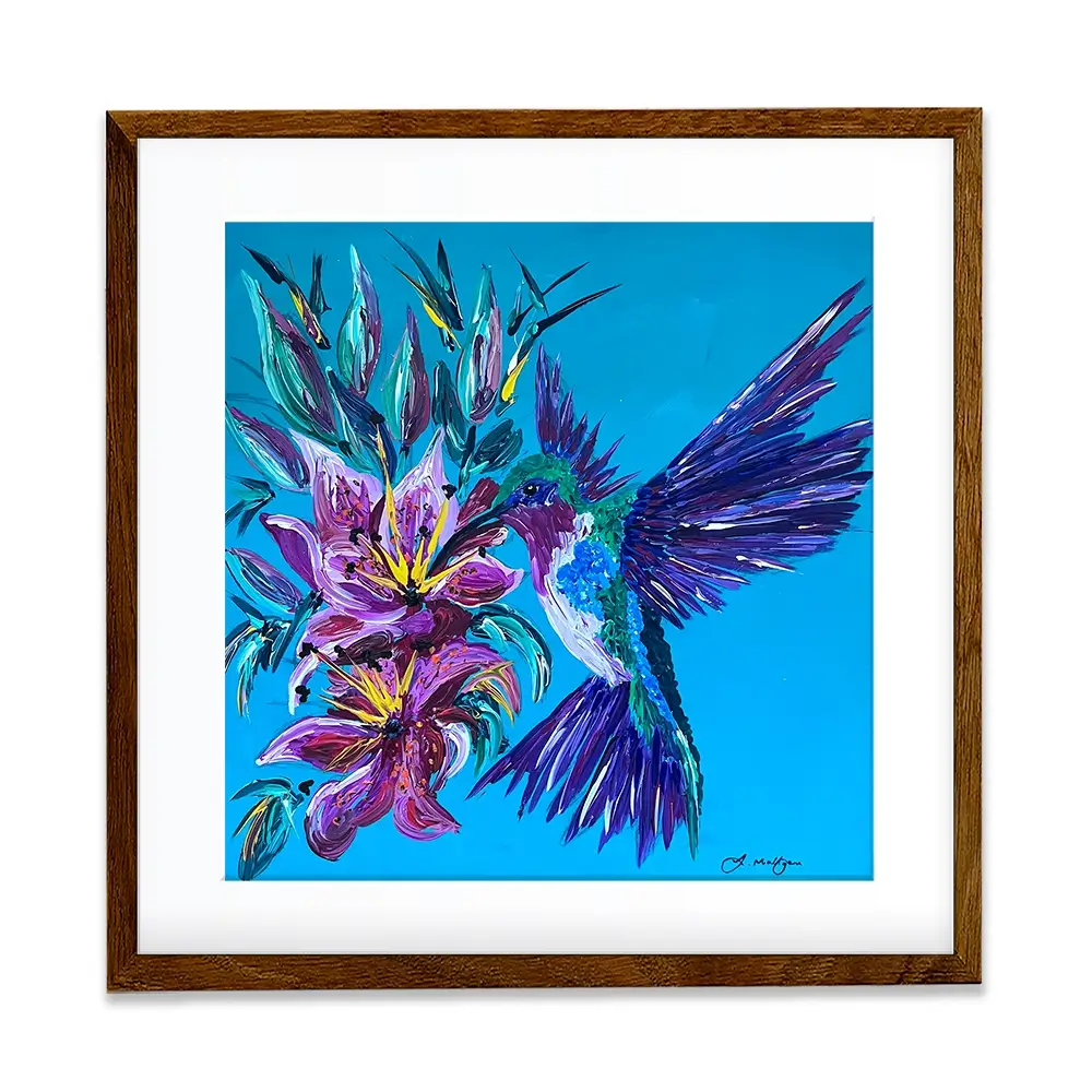 Hummingbirds Kiss Square Framed Art Print Hummingbirds Kiss Square Framed Art Print wall art product Jo Mulligan