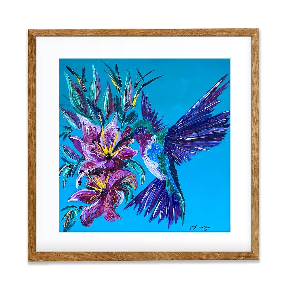 Hummingbirds Kiss Square Framed Art Print Hummingbirds Kiss Square Framed Art Print wall art product Jo Mulligan