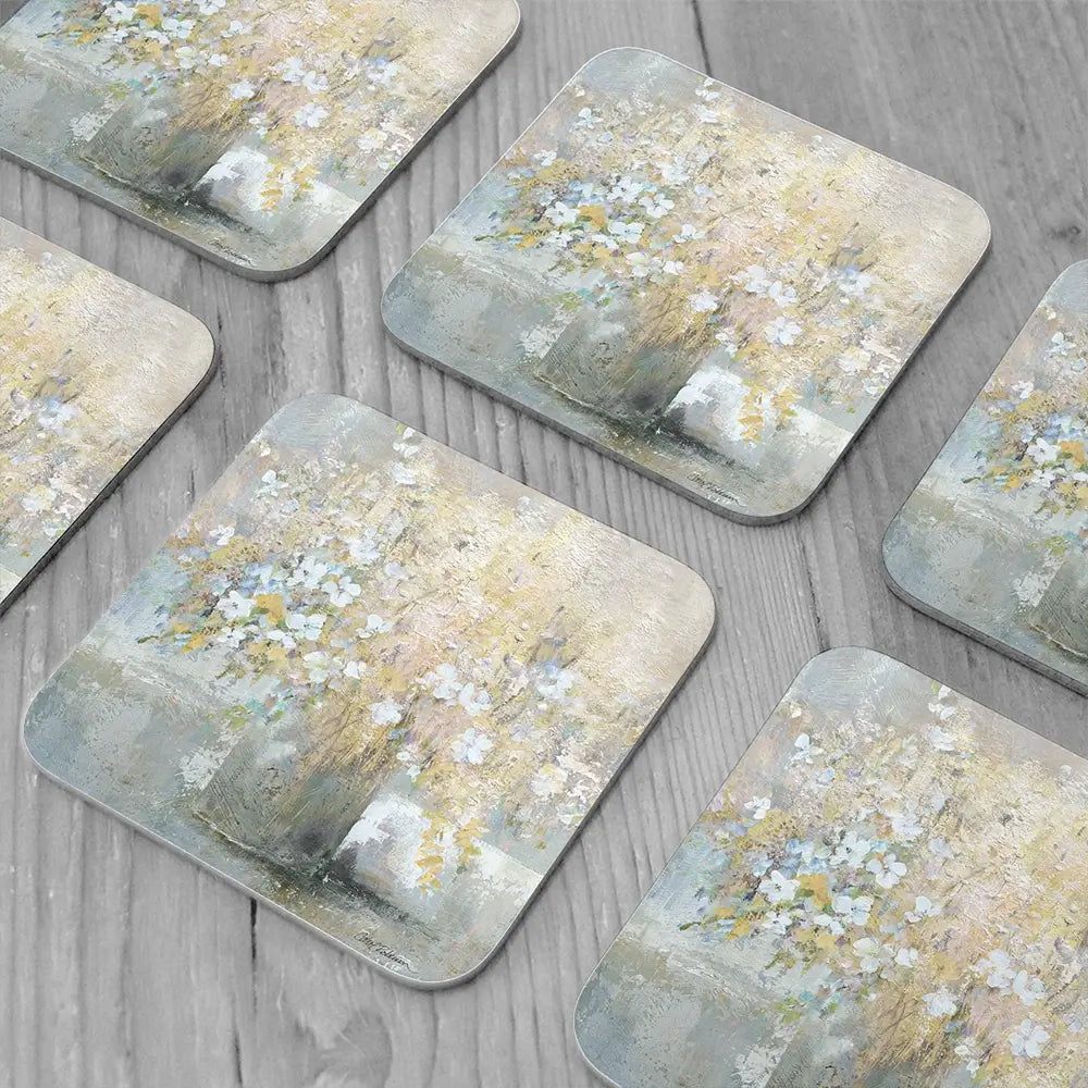 Hushed Gold Bouquet Coaster Set Hushed Gold Bouquet Coaster Set wall art product Carol Robinson