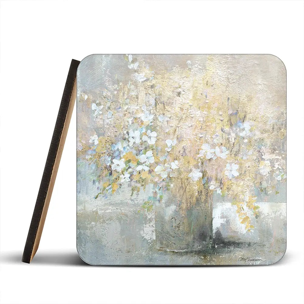 Hushed Gold Bouquet Coaster Set Hushed Gold Bouquet Coaster Set wall art product Carol Robinson