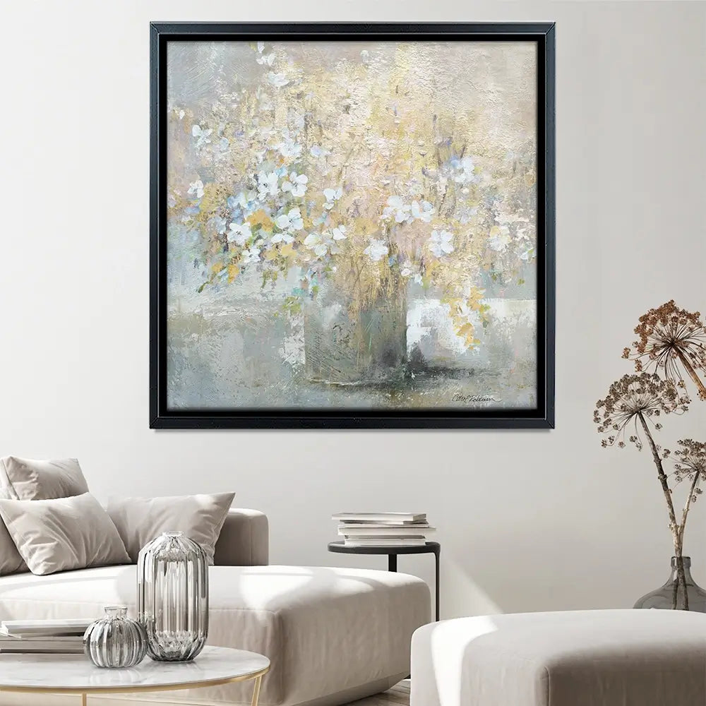 Hushed Gold Bouquet Square Canvas Print Hushed Gold Bouquet Square Canvas Print wall art product Carol Robinson