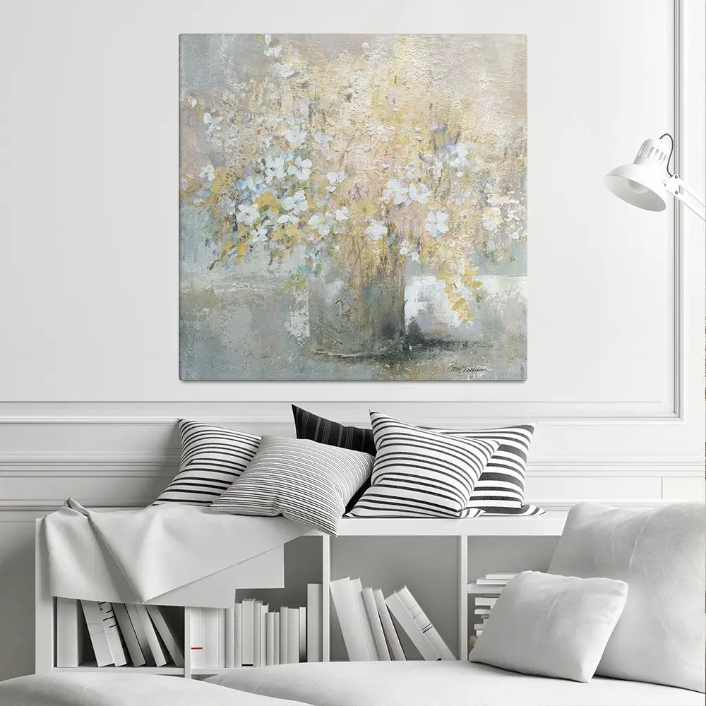 Hushed Gold Bouquet Square Canvas Print Hushed Gold Bouquet Square Canvas Print wall art product Carol Robinson