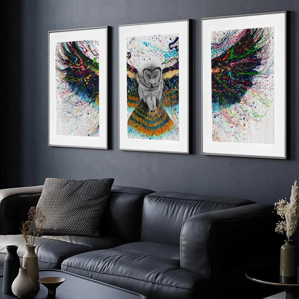 Hypnotic Twilight Owl Framed Art Print Trio Hypnotic Twilight Owl Framed Art Print Trio wall art product Ashvin Harrison