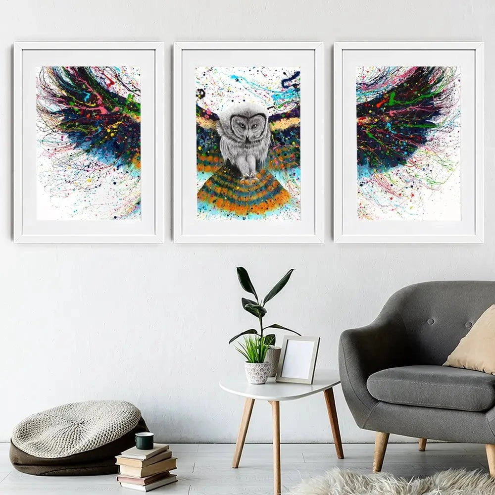 Hypnotic Twilight Owl Framed Art Print Trio Hypnotic Twilight Owl Framed Art Print Trio wall art product Ashvin Harrison