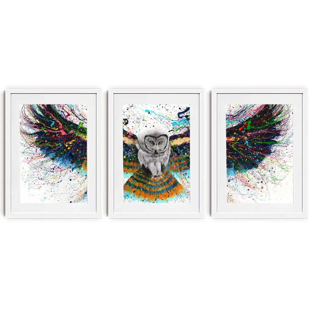 Hypnotic Twilight Owl Framed Art Print Trio Hypnotic Twilight Owl Framed Art Print Trio wall art product Ashvin Harrison