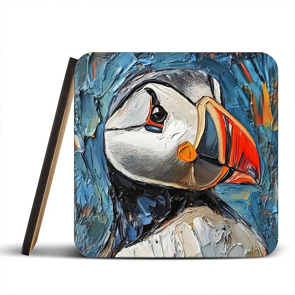 Impasto Puffin Coaster Set Impasto Puffin Coaster Set wall art product David Alexander Elder