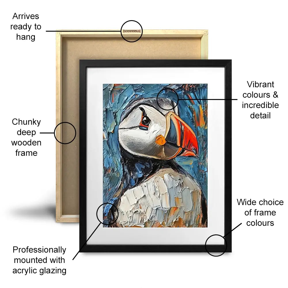 Impasto Puffin Framed Art Print Impasto Puffin Framed Art Print wall art product David Alexander Elder