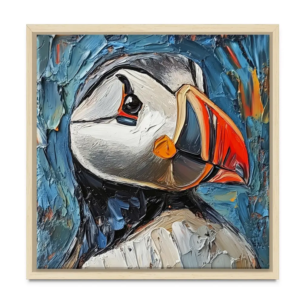 Impasto Puffin Square Canvas Print Impasto Puffin Square Canvas Print wall art product David Alexander Elder