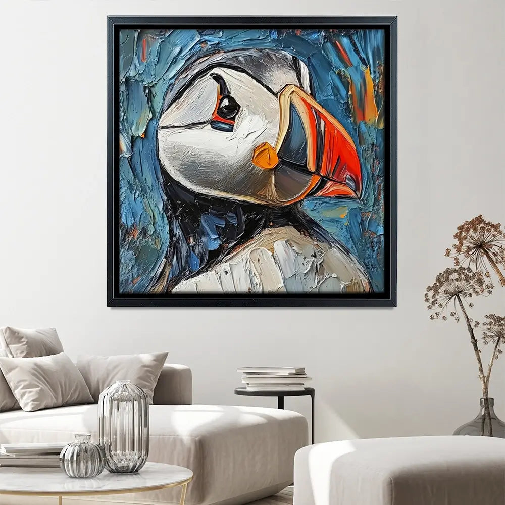 Impasto Puffin Square Canvas Print Impasto Puffin Square Canvas Print wall art product David Alexander Elder