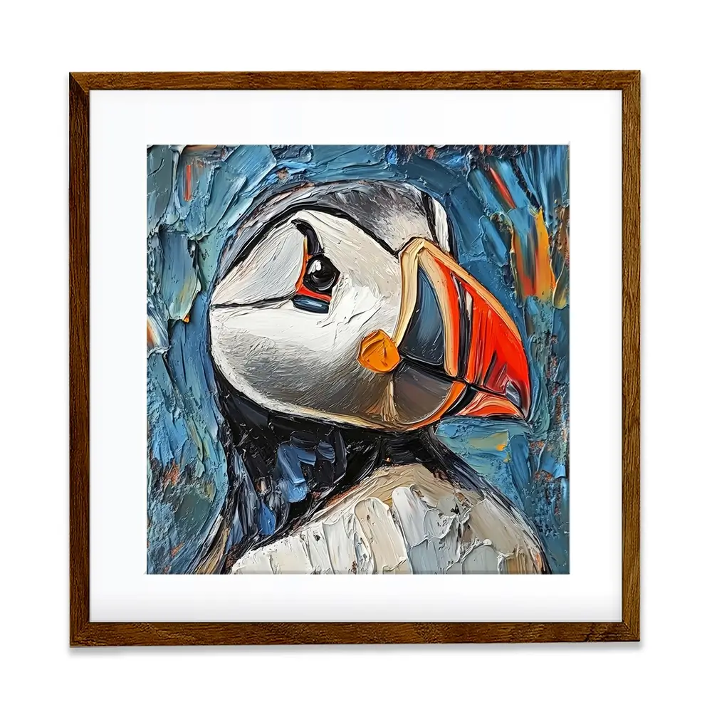 Impasto Puffin Square Framed Art Print Impasto Puffin Square Framed Art Print wall art product David Alexander Elder