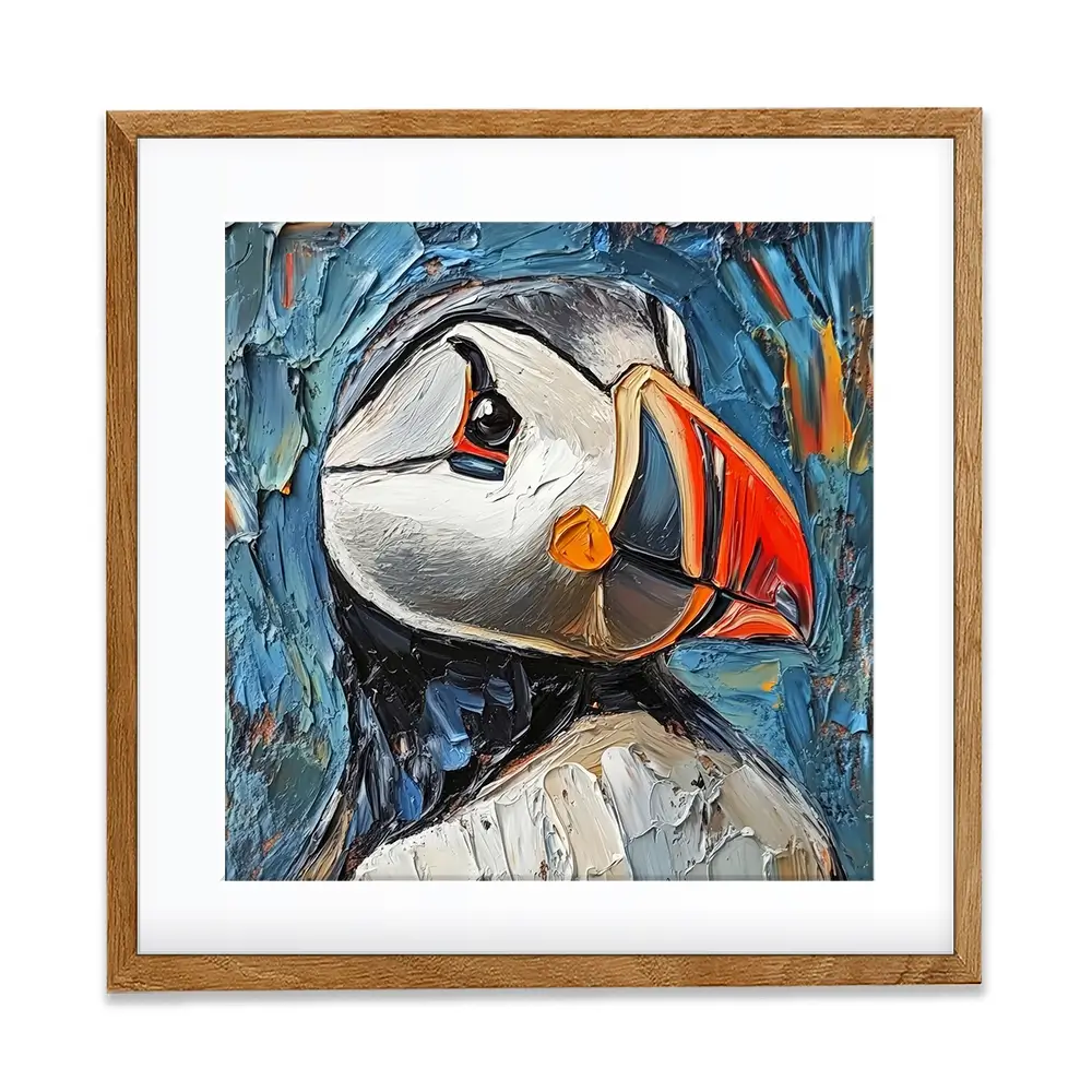 Impasto Puffin Square Framed Art Print Impasto Puffin Square Framed Art Print wall art product David Alexander Elder