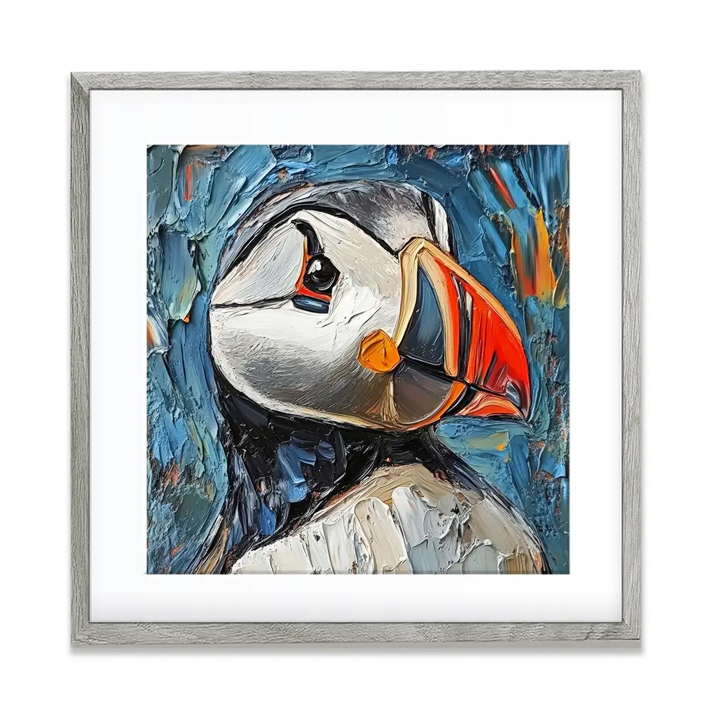 Impasto Puffin Square Framed Art Print Impasto Puffin Square Framed Art Print wall art product David Alexander Elder