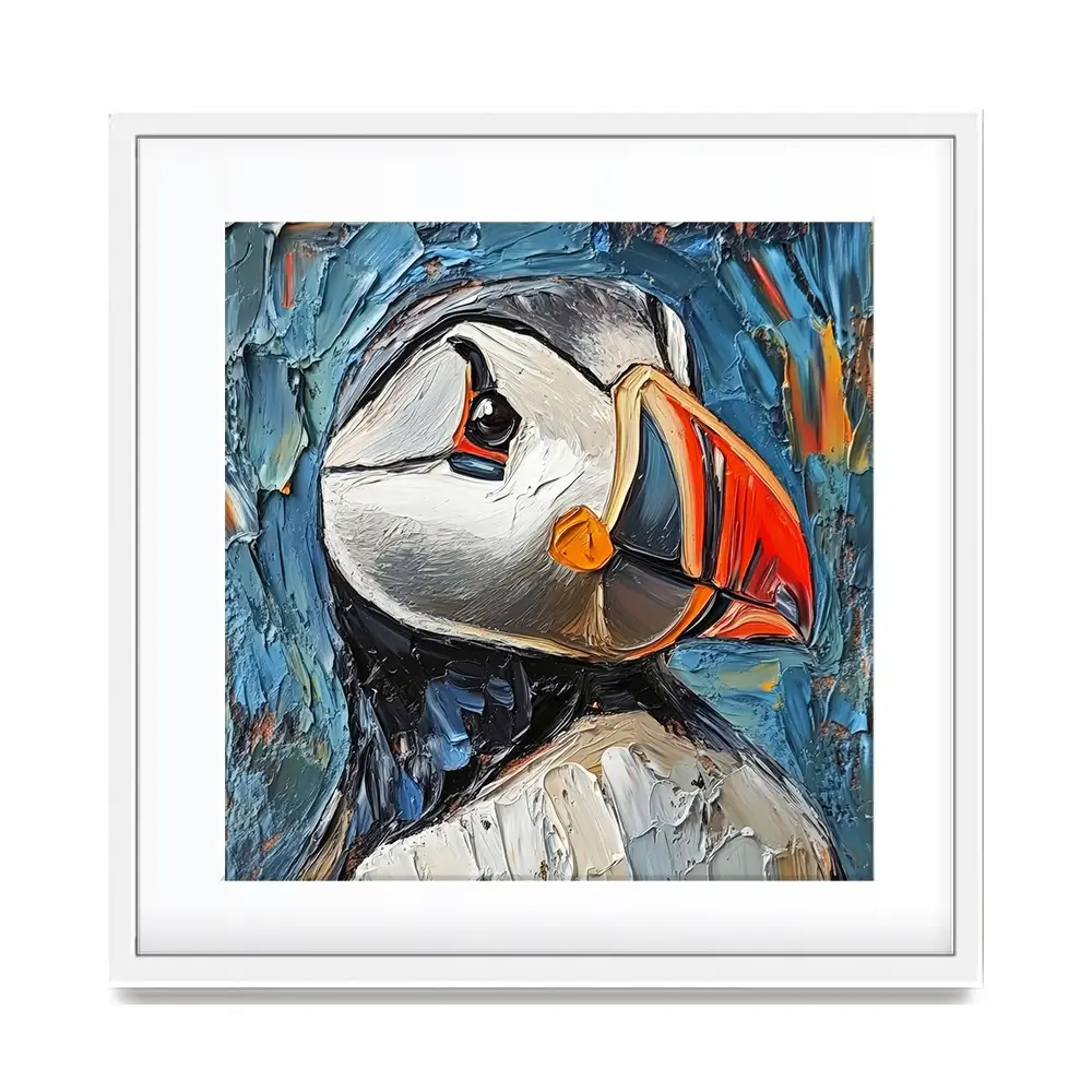 Impasto Puffin Square Framed Art Print Impasto Puffin Square Framed Art Print wall art product David Alexander Elder