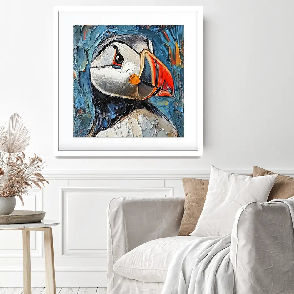 Impasto Puffin Square Framed Art Print Impasto Puffin Square Framed Art Print wall art product David Alexander Elder