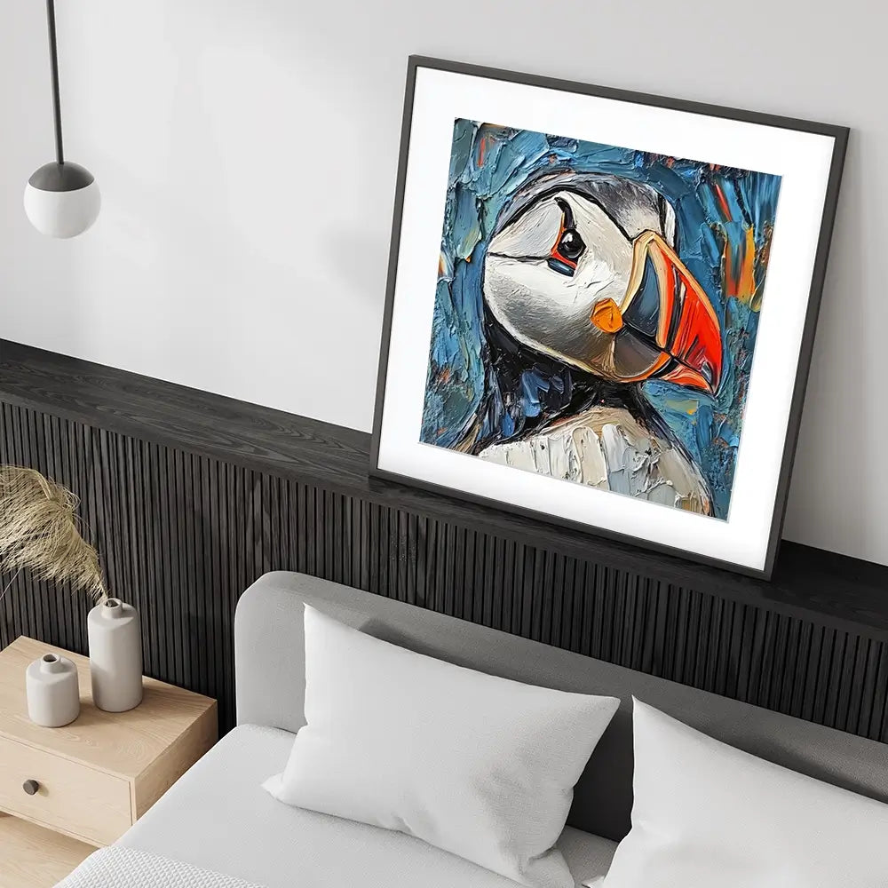 Impasto Puffin Square Framed Art Print Impasto Puffin Square Framed Art Print wall art product David Alexander Elder