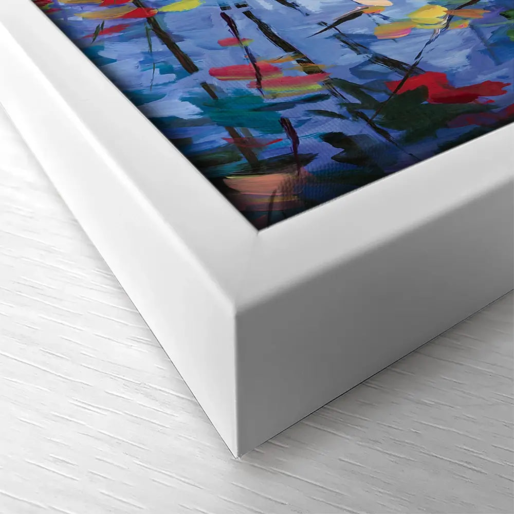 Impressionistic Reflection Of Autumn Trees And Leaves On Water Square Canvas Print Impressionistic Reflection Of Autumn Trees And Leaves On Water Square Canvas Print wall art product Leon Devenice