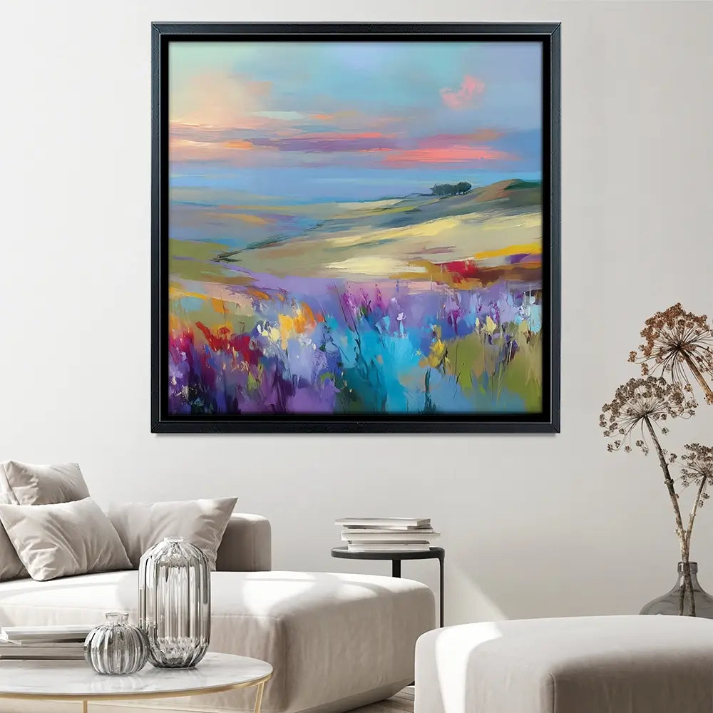Impressions Of A Peaceful Valley Square Canvas Print Impressions Of A Peaceful Valley Square Canvas Print wall art product Leon Devenice