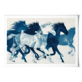 Indigo Running Horses Art Print Indigo Running Horses Art Print wall art product Chromatic Storm Studio