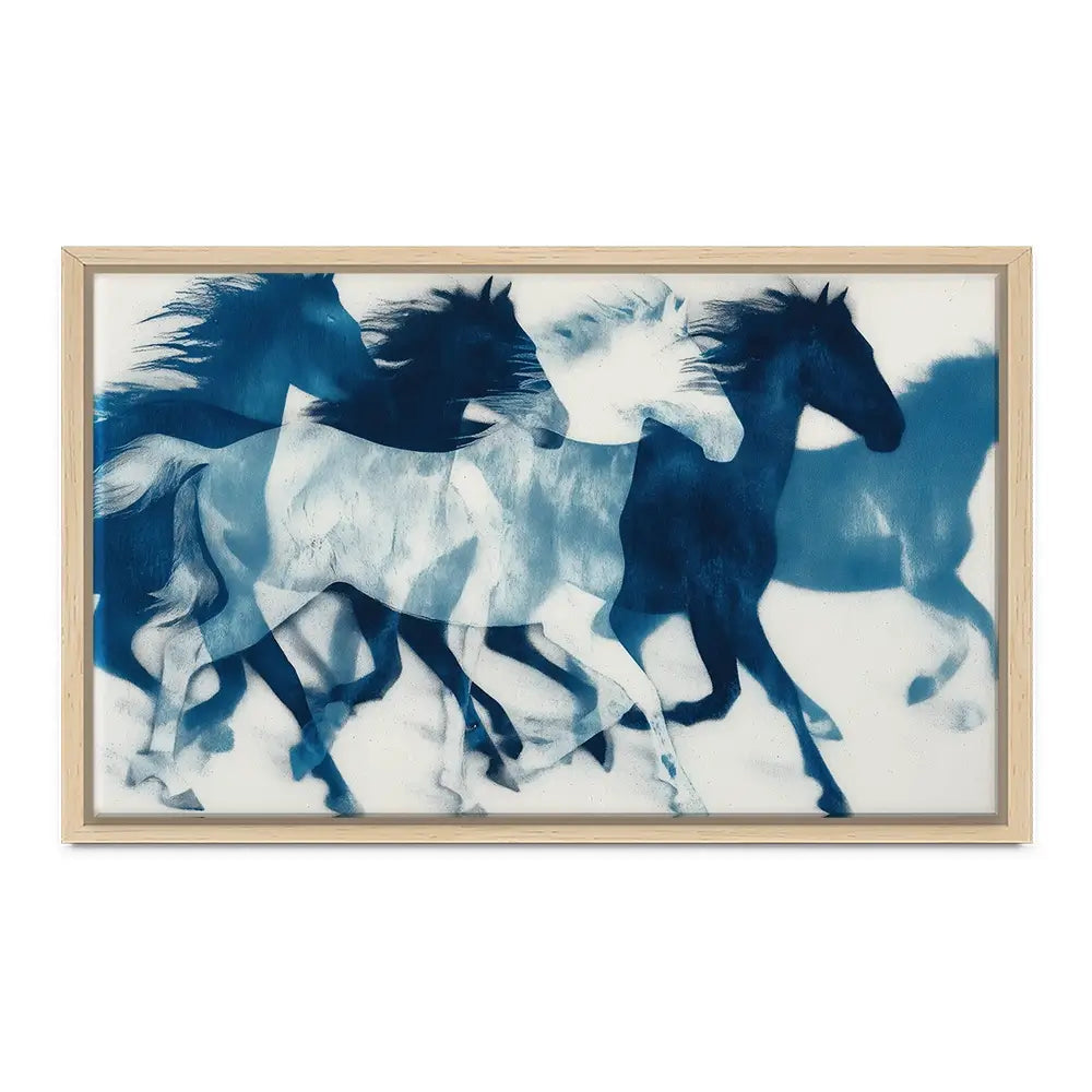 Indigo Running Horses Canvas Print Indigo Running Horses Canvas Print wall art product Chromatic Storm Studio