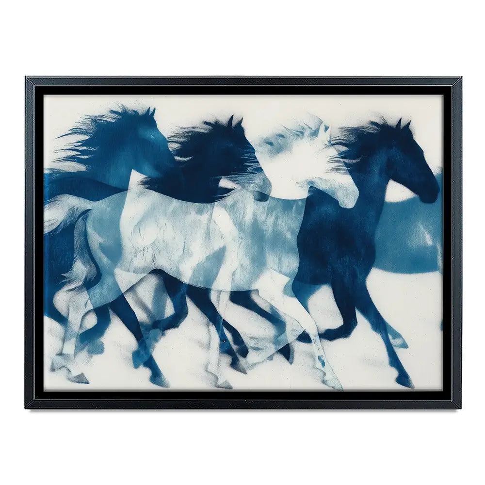 Indigo Running Horses Canvas Print Indigo Running Horses Canvas Print wall art product Chromatic Storm Studio